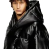 w-myley Hooded puffer jacket in coated fabric w-myley Hooded puffer jacket in coated fabric