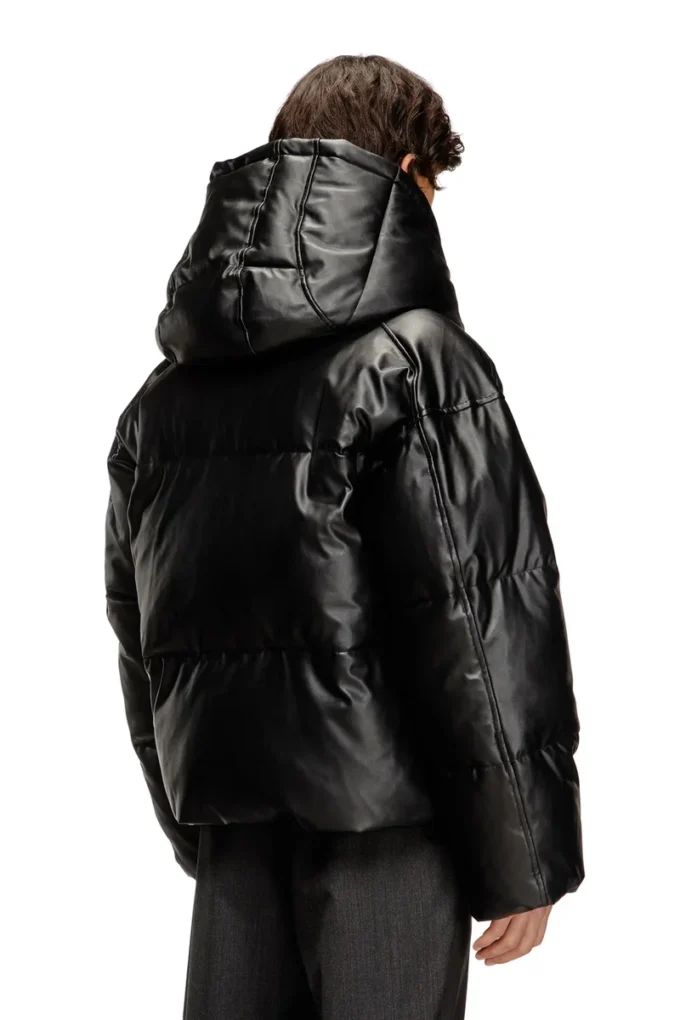 w-myley Hooded puffer jacket in coated fabric w-myley Hooded puffer jacket in coated fabric